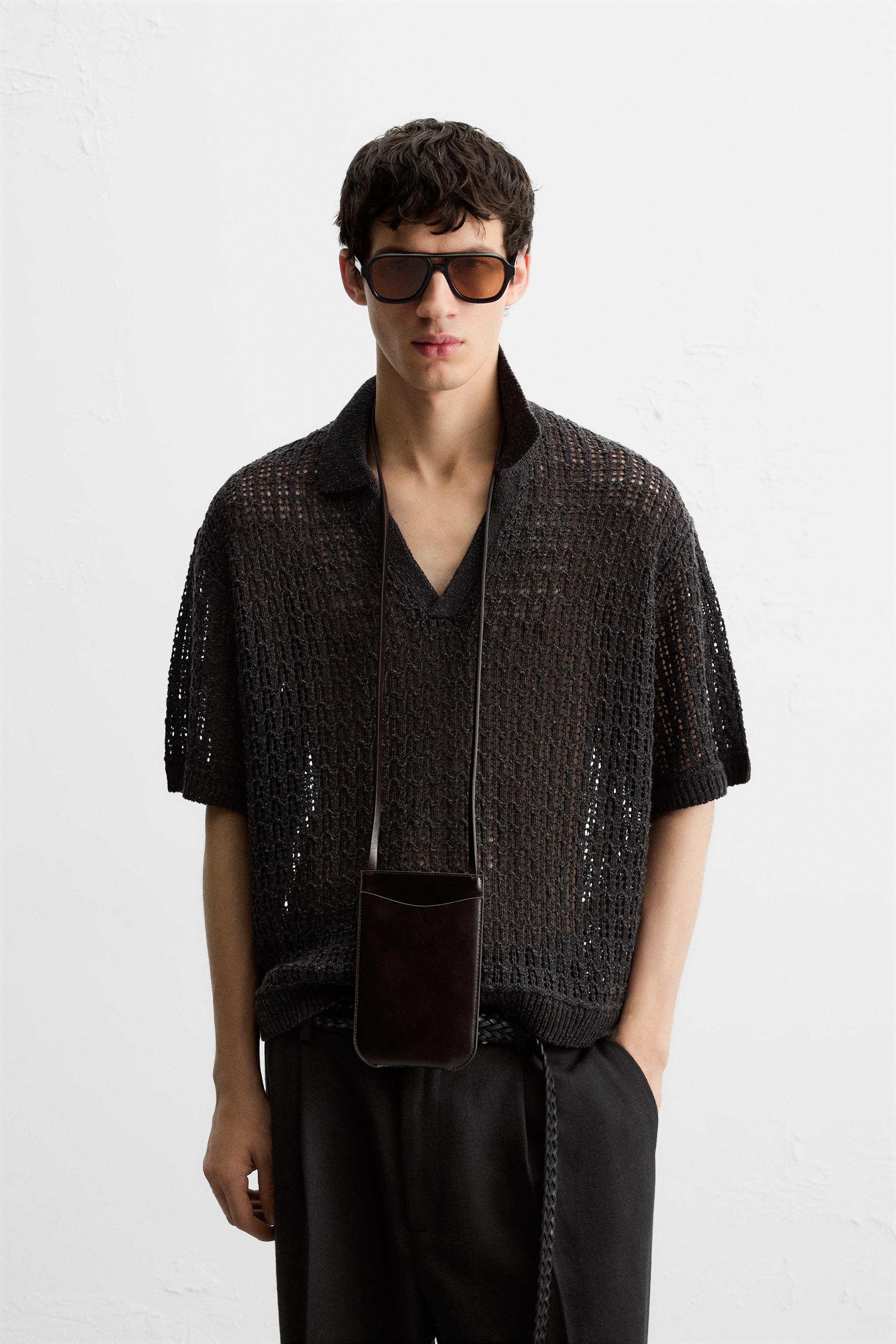 OPEN KNIT POLO SHIRT